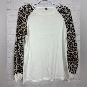 Show Lai Womens long sheer sleeve‎ t-shirt blouse, sz M